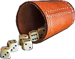 DICE WITH LEATHER CUP