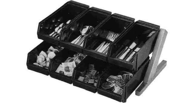 170272 CUTLERY BENCH STAND PP 6 BOXES, 3 TIERS 300X550X350MM