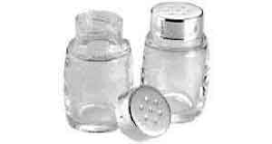 SALT SHAKER GLASS WITH STAINLESS STEEL TOP