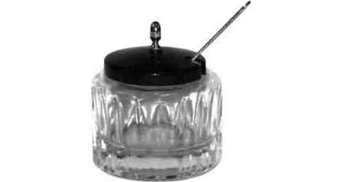 MUSTARD POT GLASS WITH PLASTIC COVER