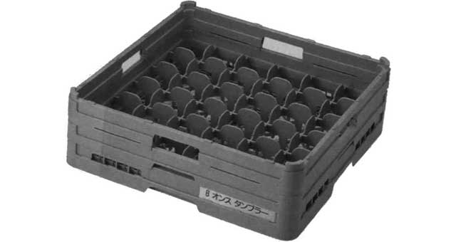 RACK GLASS DISH WASHER PLASTIC, 500X500X130MM 36 POCKETS