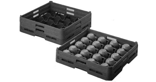 RACK CUP DISH WASHER PLASTIC, 500X500X130MM 16 POCKETS