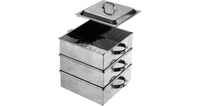 FOOD STEAMER CHINESE S.STEEL, 3 TIERS WITH LID 360MMX360MM