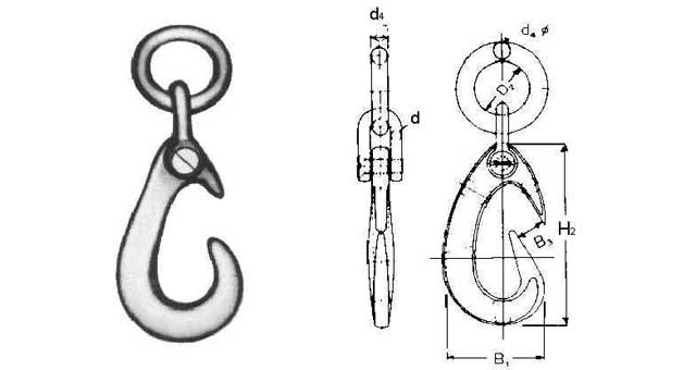 CARGO HOOK WITH SHACKLE&RING, SWL 5TON