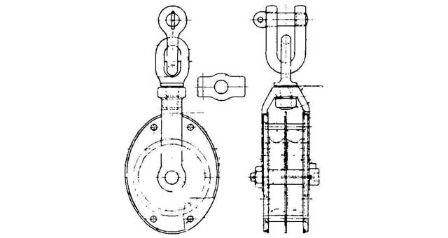 BLOCK GUY STEEL SWIVEL DOUBLE, JIS-F3419-MS2A 160MM