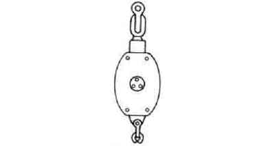 BLOCK WOODEN W/SHACKLE SC12 &, BECKET F3426-W2BS DOUBLE 140MM
