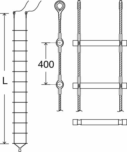 LADDER ROPE ROUND STEP, FOR EUROPEAN W/FURTHER DETAIL