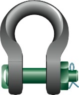 SHACKLE SLING BOW W/SAFETYBOLT, GREEN PIN P-6033 68MM 75TON