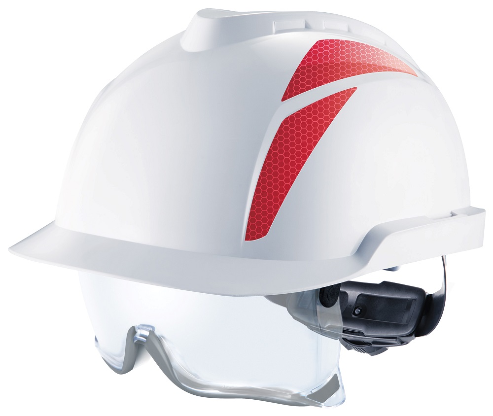 HELMET SAFETY W/SPECTACLE, NONVENTED MSA V-GARD 930 BLUE
