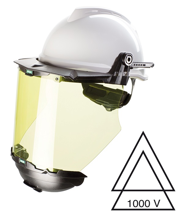 HELMET SAFETY W/VISOR, NONVENTED MSA V-GARD950 ORANGE