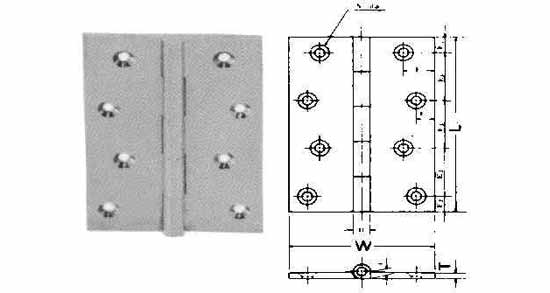 BUTT HINGE FOR CABIN DOOR, BRASS L127XW90MM