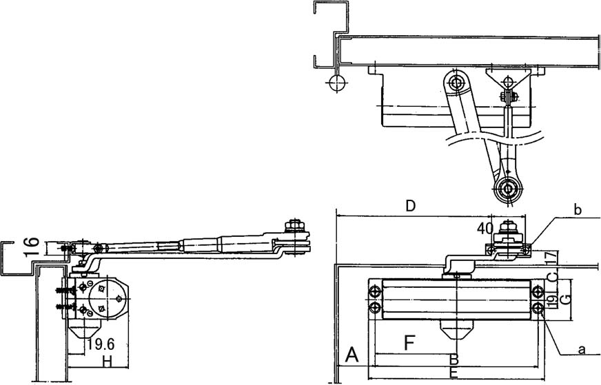 DOOR CLOSER STANDARD TYPE, W/STOP MAX. DOOR WEIGHT 85KGS