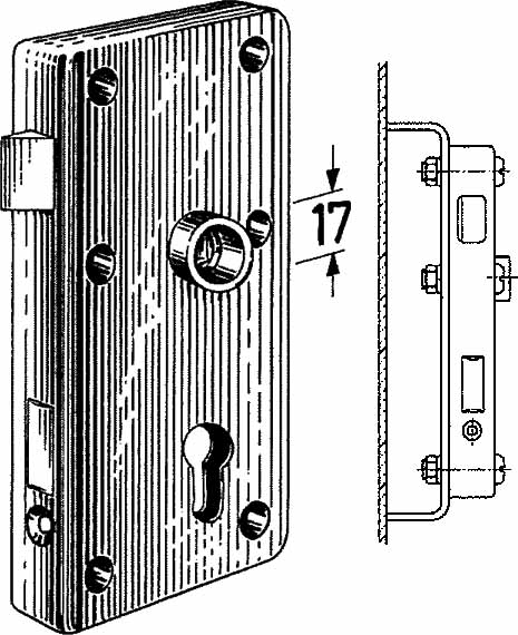 RIM LOCK F/HEAVY DOOR S.STEEL, RIGHT HAND INWARD #3827Z