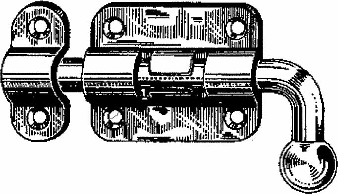 BARREL BOLT W/SURFACE STRIKING, PLATE BRASS W:70XL:90MM #2526