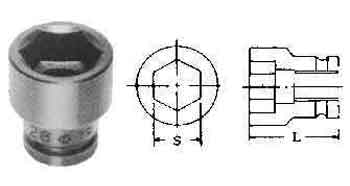SOCKET FOR IMPACT WRENCH, 9.5MM/SQ DR. X 8MM