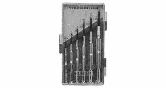 SCREWDRIVER SET WATCH MAKER'S, 6'S SLOTTED & PHILLIPS