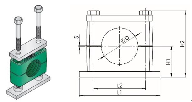 CLAMP TUBE POLYPROPYLENE, W/WELD PLATE HEAVY 177.8MM