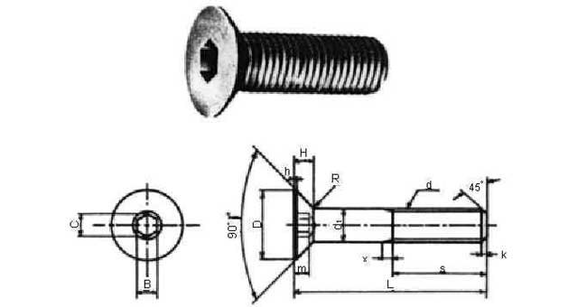 SCREW SOCKET FLAT HEAD, WITH FURTHER DETAIL
