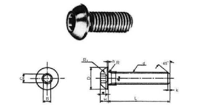 SCREW SOCKET BUTTON HEAD, WITH FURTHER DETAIL