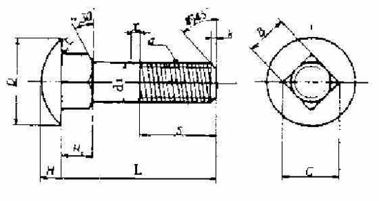 BOLT CAP HEAD SQUARE NECK, WITH FURTHER DETAIL
