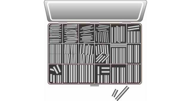 DOWEL PIN KIT HARDENED STEEL, METRIC TAPERED 345PINS