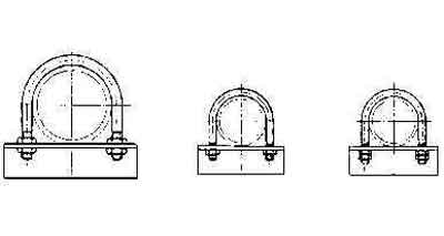 U-BOLT STEEL PIPE 300A M24, WITH SEAT & NUT