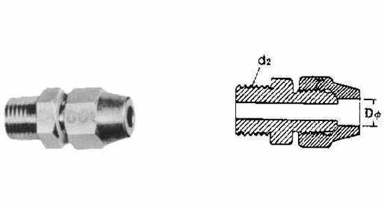 HALF UNION FLARED BRASS, STRAIGHT THREAD 1/4" X PF3/8