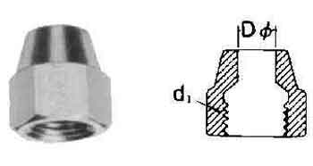 NUT FLARED BRASS, 8MM X UNF5/8 18THREAD