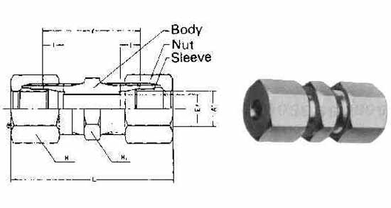 UNION FLARELESS BRASS, 6MMXPF1/4