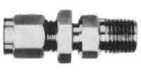 CONNECTOR BULKHEAD MALE, STAINLESS FLARELESS 6MMXPT1/4
