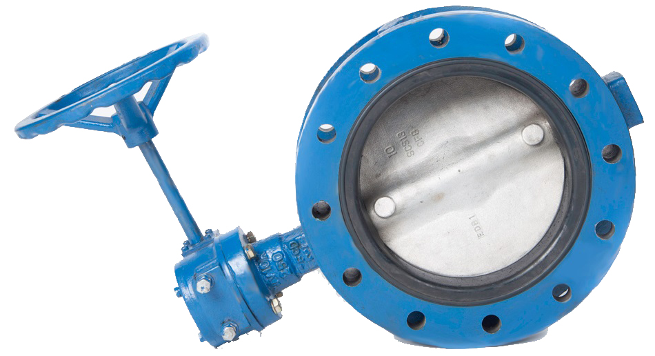 BUTTERFLY VALVE DOUBLE FLANGED, W/GEAR N.CAST IRON 10KG 100MM