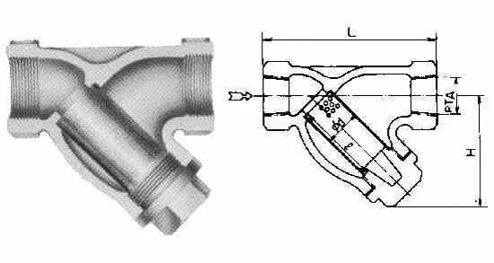 Y-STRAINER CAST-IRON, SCREWED-END 16KG-10A