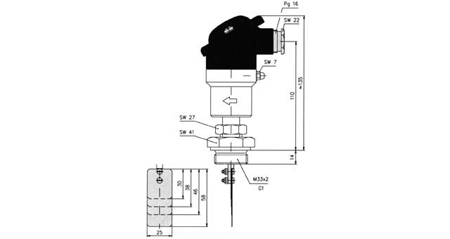 SWITCH LIQUID FLOW PADDLE TYPE, THREAD 1"BSP MALE VH500NI DN32