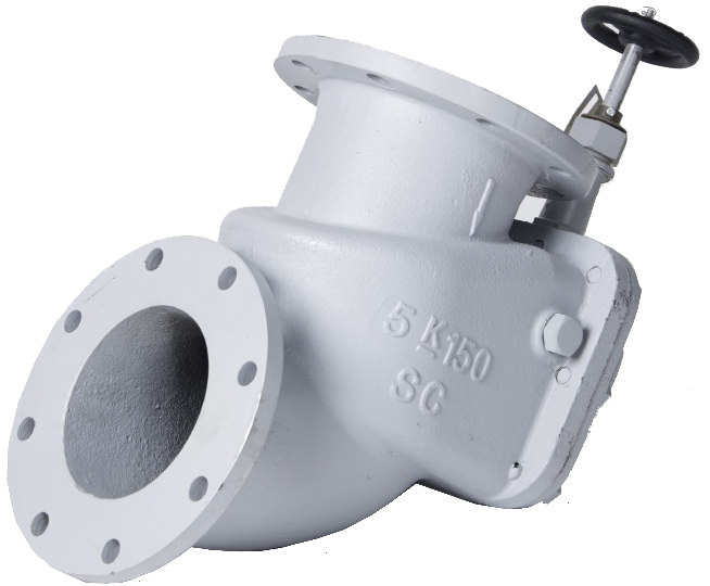 STORM VALVE ANGLE TYPE, W/HANDLE CAST STEEL 10K 50MM