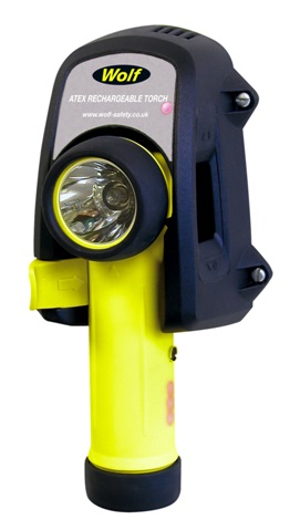TORCH SAFETY WOLF RECHARGEABLE, ANGLE R-55 ATEX ZONE-0 LED