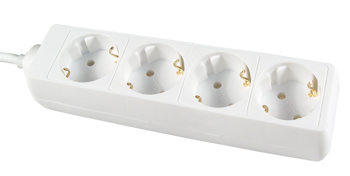 RECEPTACLE 3WAYS EUROPEAN PLUG, 2 ROUND PINS W/5MTR CORD
