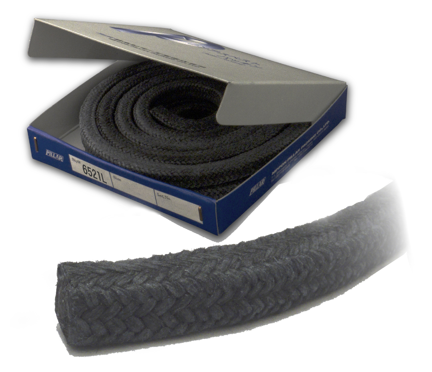 PACKING CARBONIZED FIBER BRAID, PILLAR NO.6521L 8MMX3MTR