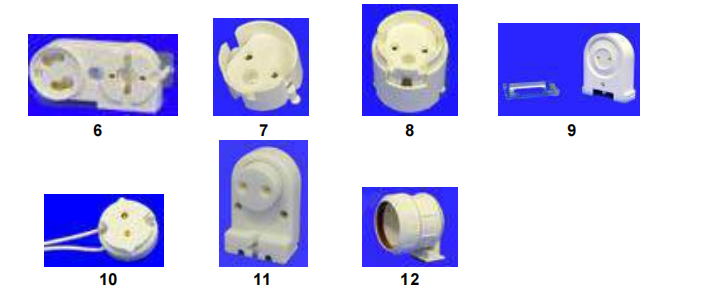 Lamp holders for fluorescent lighting (continuation)