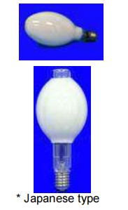 High-pressure mercury lamps for use with ballast
