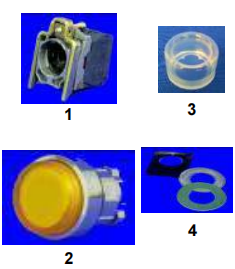 LED Illuminated pushbutton switches with momentary contact, bore 22 mm diam, make Telemecanique