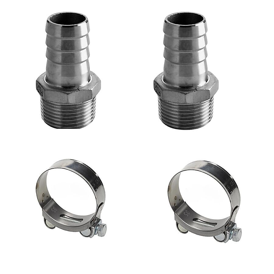 UNITOR AEROFLOW DOUBLE DIAPHRAGM PUMP 1/2 INCH SS - FLUID BARBS + COLLAR CLAMPS (2PCS EACH)