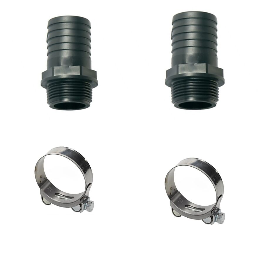 UNITOR AEROFLOW DOUBLE DIAPHRAGM PUMP 1/2 INCH PP - FLUID BARBS + COLLAR CLAMPS (2PCS EACH)