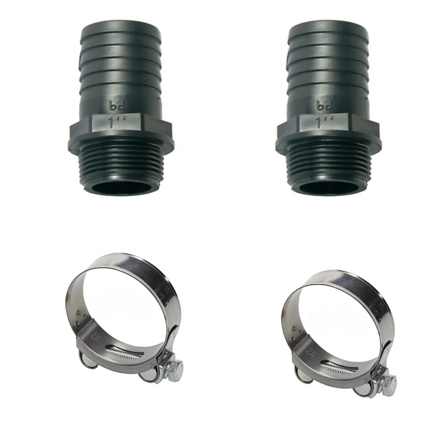 UNITOR AEROFLOW DOUBLE DIAPHRAGM PUMP 1 INCH PP - FLUID BARBS + COLLAR CLAMPS (2PCS EACH)