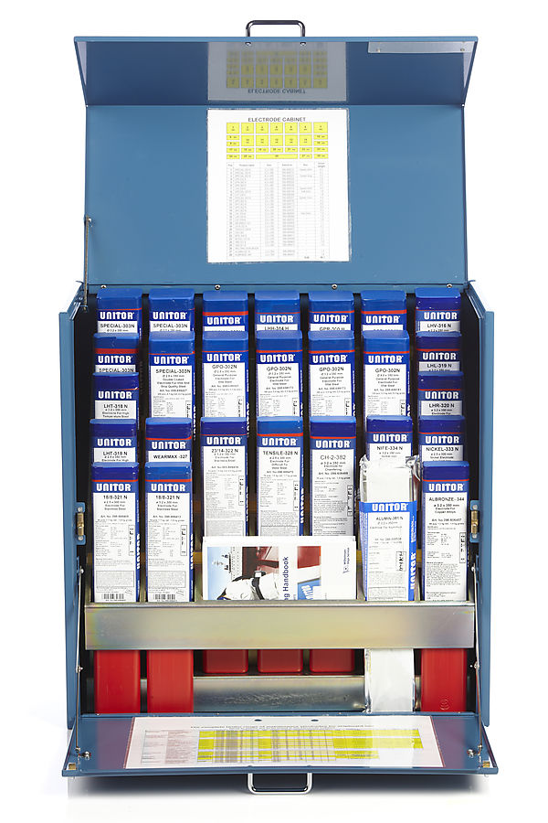ELECTRODE CABINET WITH 27 PACKAGES.